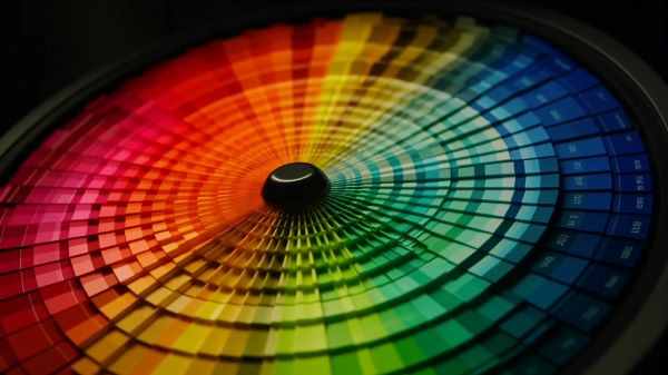 Roda com diferentes tonalidades de cores, simbolizando a forma como o daltonismo se apresenta em seus portadores.