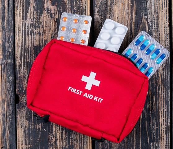 Kit de medicações para viagens.